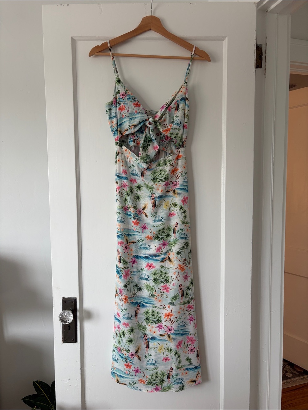 Show Me Your MuMu White Multi Tropical Print Midi Dress